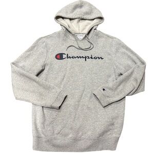 Champion Mens Powerblend Fleece Graphic Script Logo Pullover Hoodie Size Medium